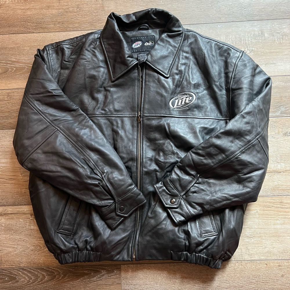 Harley Davidson Miller Lite Leather Jacket Coat Men’s Size Large NWOT